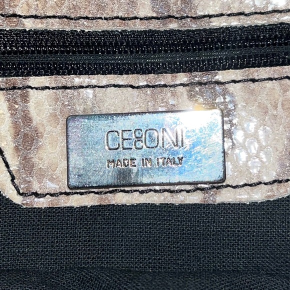 Original (Made in Italy) Cecconi brown snake print handbag with black strap. - Picture 6 of 6